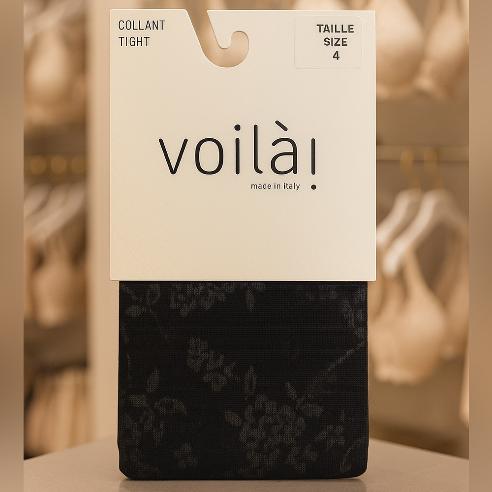 Voilà Black Floral Tights